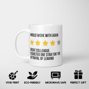 Farewell Review Mug | Funny Leaving Colleague Gift | Humour Coffee Cup for Workmates | Unique Goodbye Present | Office Tea Mug Joke Gift bild 3