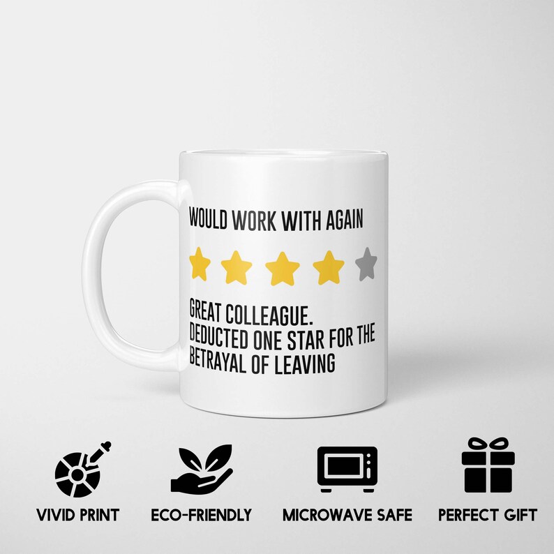 Farewell Review Mug | Funny Leaving Colleague Gift | Humour Coffee Cup for Workmates | Unique Goodbye Present | Office Tea Mug Joke Gift bild 3