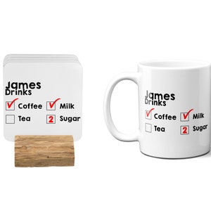 Getränke Bestellung Menü Tick Liste Kaffee Tee Tasse Tasse Geschenk Geschenk 11 Unzen Keramiktasse und Untersetzer Set Option