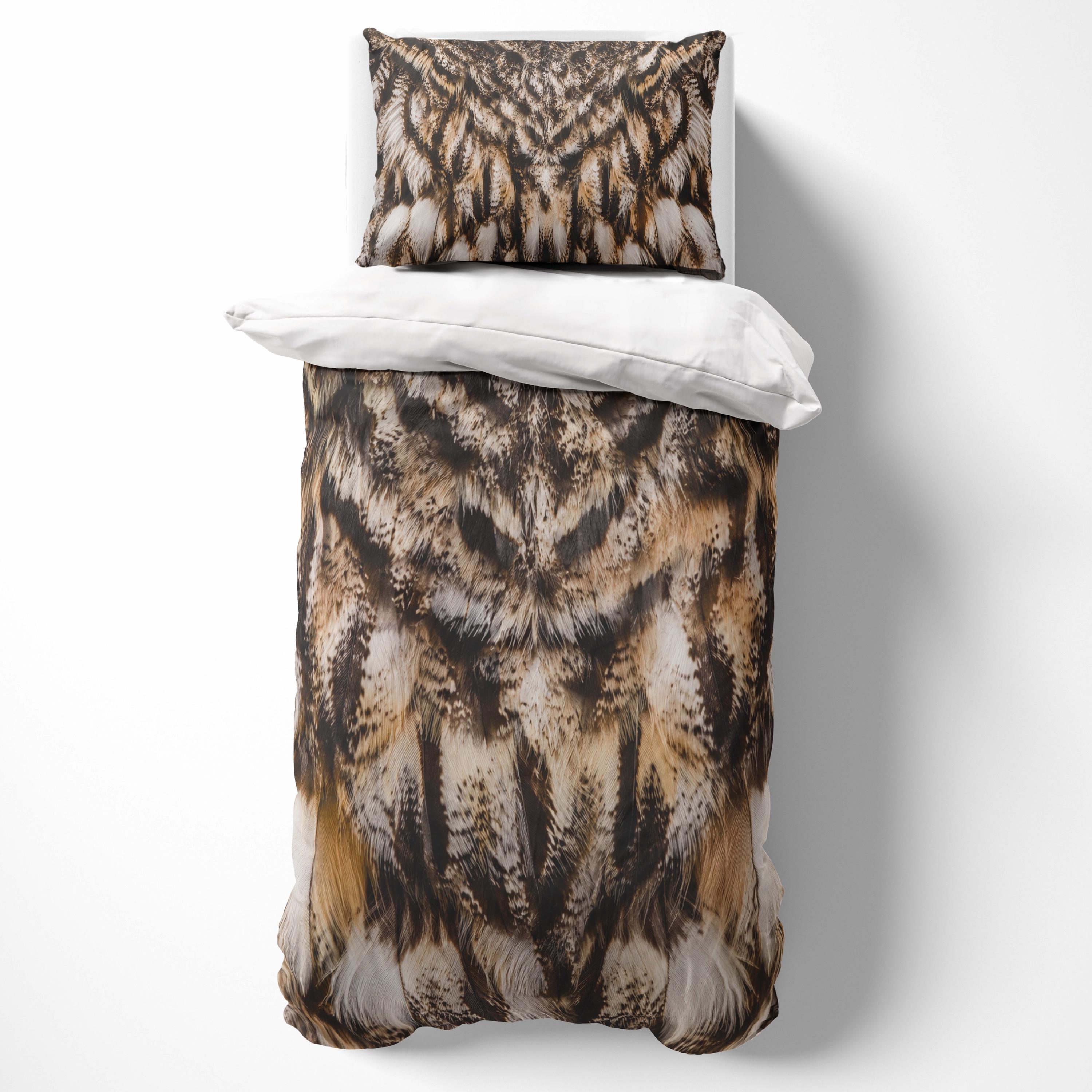 Owl Print Woodland Wildlife Single Duvet Cover Animal Pattern Sweet Artistic Bedding Set Pillowcase 