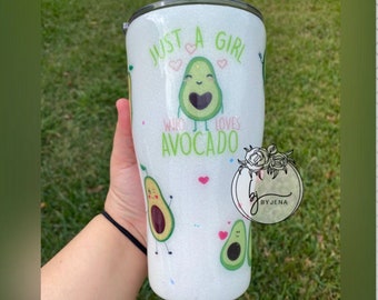 Just a girl who loves avocados. Avocado lover tumbler. Cute. Avocados.  Glitter