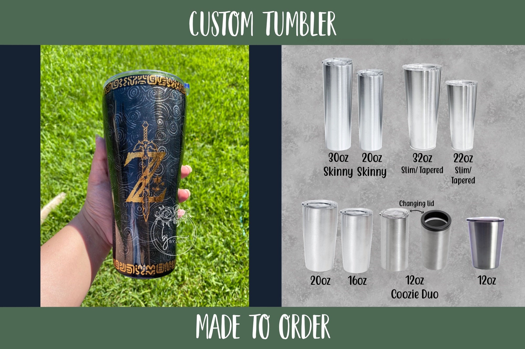 Zelda Breath of the wild Tumbler. Sheikah slate text.