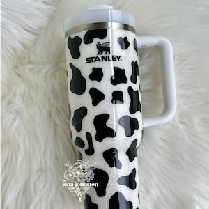 Cow print glitter tumbler. Stanley. Simple modern options