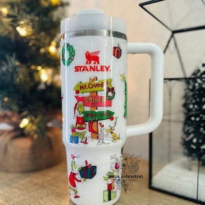 Christmas glitter Tumbler. Classic Grinch Stanley tumbler. Perfect Christmas season. Winter wonderland. Grinchmas