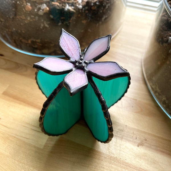 Stained Glass Plant, Desert Decor, Stained Glass Cactus, Variegated Cactus, Ferocactus, 3D Plant Lovers Gift, Southwestern Decor