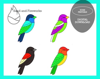 Stained Glass Bird Suncatcher Pattern, Anybird PDF (Digital Download)