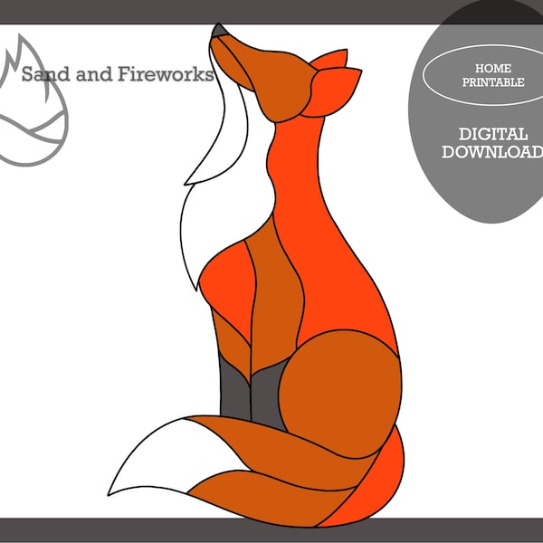Fox Suncatcher Stained Glass Pattern, Wildlife Art (Digital Download)