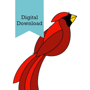 Cardinal Suncatcher Stained Glass Pattern: Beginner Bird Art (PDF Pattern)