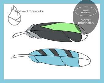 Stained Glass Feather Pattern: Bluejay & Duck (Digital PDF)
