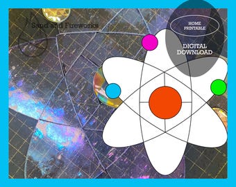 Motif atome de vitrail : projet de bricolage scientifique ringard (motif PDF)