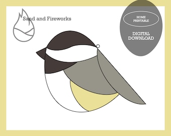 Chickadee Stained Glass Pattern: Bird Suncatcher Art (PDF Pattern)