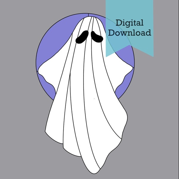 ハロウィンゴーストサンキャッチャーステンドグラスパターン（デジタルダウンロード）