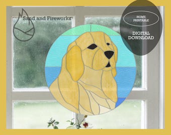 Stained Glass Golden Retriever Suncatcher Pattern: DIY Pet Portrait (PDF Pattern)