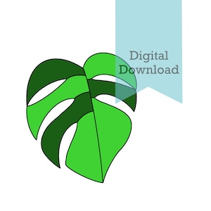 Stained Glass Pattern, Monstera Leaf Design, 7.5” Leaf Suncatcher PDF Pattern for digital download