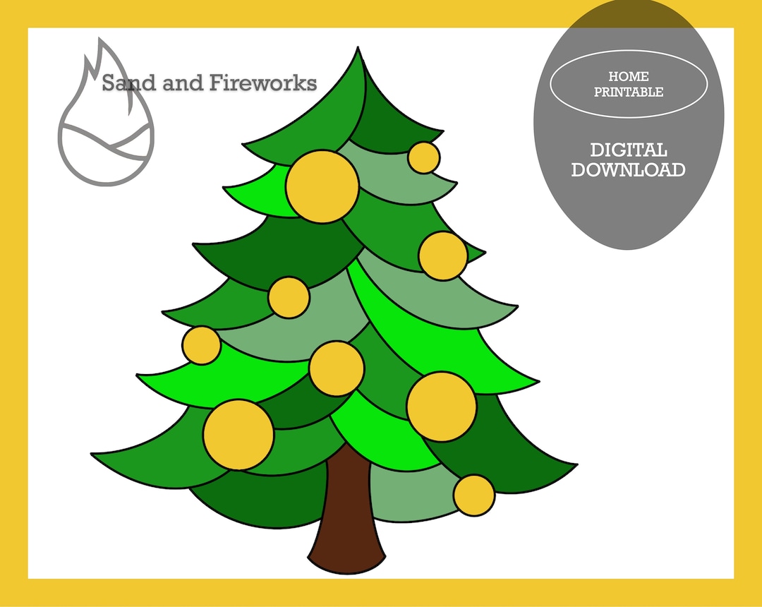 Stained Glass Christmas Tree Pattern: Holiday Decor Template (PDF ...