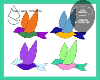 Glasmalerei-Vogel-Sonnenfänger-Muster, einfaches Handwerksdesign (PDF-Muster)