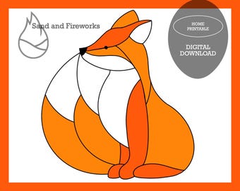 Baby Fox Stained Glass Pattern, Suncatcher Design (PDF Pattern)