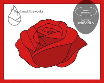 Red Rose Stained Glass Pattern: Floral Suncatcher DIY Template (PDF Pattern)
