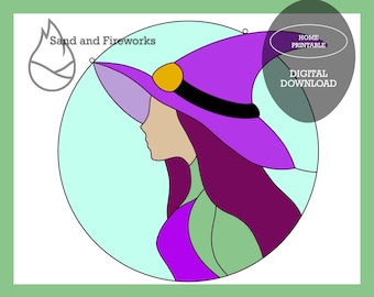 Stained Glass Witch Suncatcher Pattern: Spooky Woman Art (Digital Download)