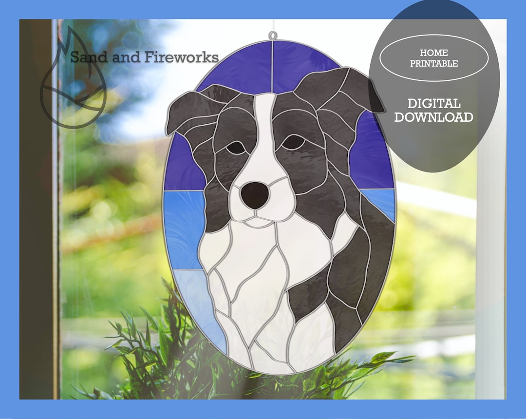 Stained Glass Border Collie Suncatcher Pattern Digital Download Pet