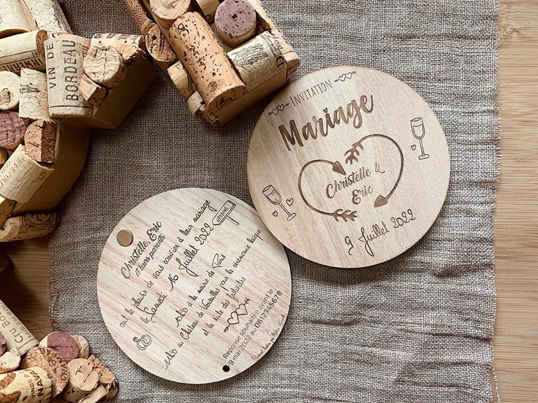 Fairepart Mariage Rond Aimanté Etsy France