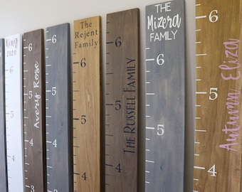 Personalized and Painted/Stain Kids Wooden Growth Chart Ruler