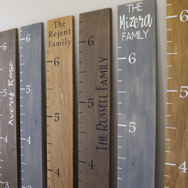 Personalized and Painted/Stain Kids Wooden Growth Chart Ruler