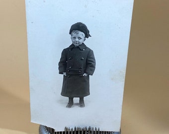 Antique Real Photo Postcard of a Boy Junk Journal Ephemera