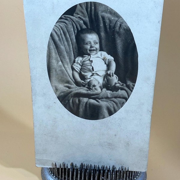 Vintage Real Photo Postcard Of a Baby Junk Journal Ephemera