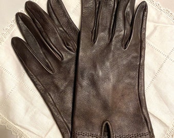 Guantes de conducción de cuero de mujer vintage Tamaño 7