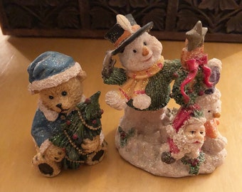 Pair of anthropomorphic Christmas decorations