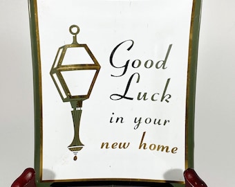 Vintage Houze Art Glass Tray New Home