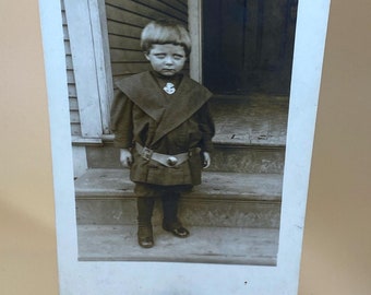 Vintage Real Photo Postcard of a Boy Junk Journal Ephemera