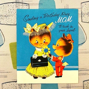 Votre choix d’une carte vintage pour maman maman maman fête des mères anniversaire Pâques éphémère kitsch anthropomorphique milieu de siècle pop up animal