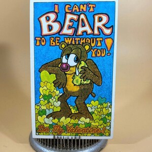 Vintage 1970s Topps Valentine Postcard I Can't Bear to be Without You Junk Journal Ephemera