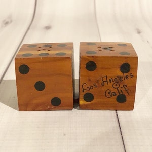 Vintage Wooden Dice Salt and Pepper Shakers Los Angeles, California Souvenir