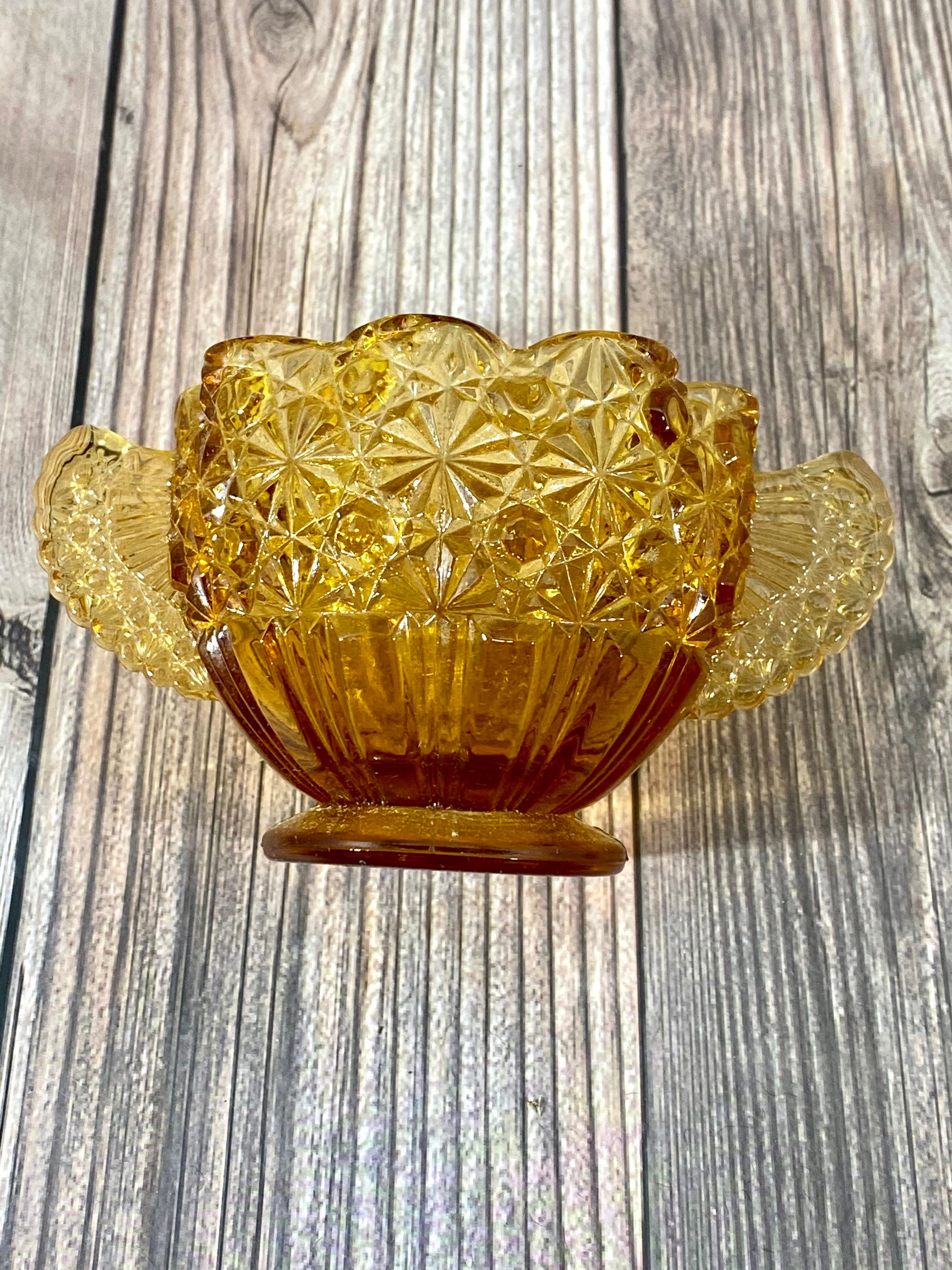 Vintage Amber Cut Glass Small Bowl and Oil and Vinegar Cruets Etsy