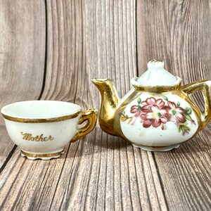 Miniature Vintage Mother Teapot and Teacup