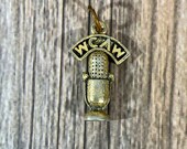 Very Rare HTF Vintage 1960s WCAW Radio Microphone Pendant Charm Charleston West Virginia