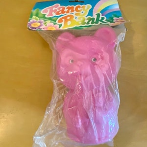 Vintage NOS Fancy Bank Pink Bear Kitsch Anthropomorphic
