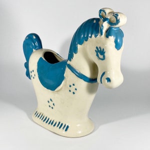 Vintage Horse Planter Blue and White