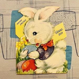 Votre choix d’une carte de Pâques vintage Éphémère Kitsch Petit-fils Fils Anthropomorphe MCM Bunny Chicks Enfant Peek a Boo
