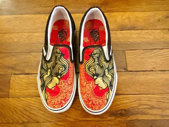 vans geisha girl slip on