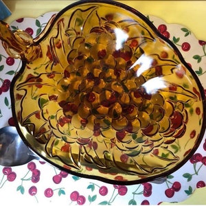 Vintage Grapes serving bowl by Indiana Glass Amber Brown