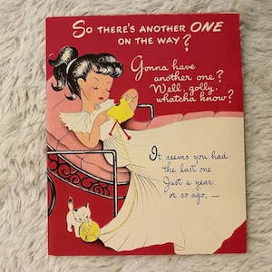 Your Choice of a Vintage Birthday Card Booklet Foldout Poster Kitsch Anthropomorphic Humor Brother Devil Pregnant MCM Mid Century Pandas
