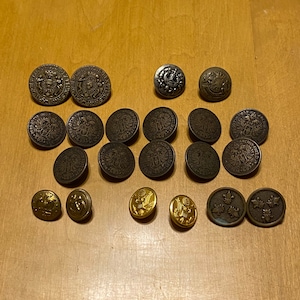 Lote de botones militares Vintage Metal