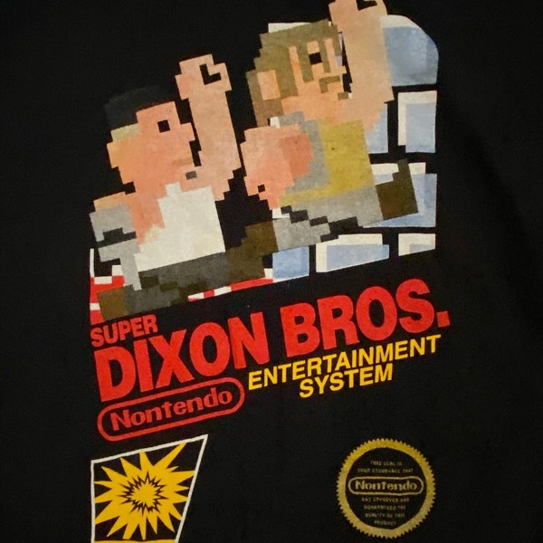 Adult Small Walking Dead Super Mario Mashup T-Shirt Dixon Brothers Daryl Merle Zombies Video Games