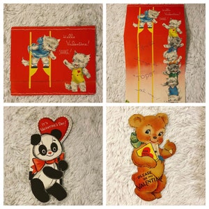 Vintage Valentine You Choose Kitsch Anthropomorphic Mechanical Animals Couple Flocked