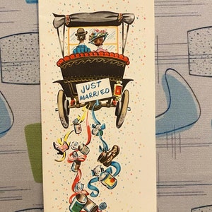 Sua escolha de um cartão vintage recém-casado aniversário dia das bruxas sinto sua falta pensando em você kitsch efêmera antropomórfica