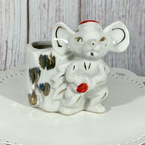 Vintage Mouse Figurine Toothpick Holder Planter